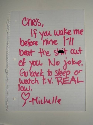 funny if you wake me roommate note