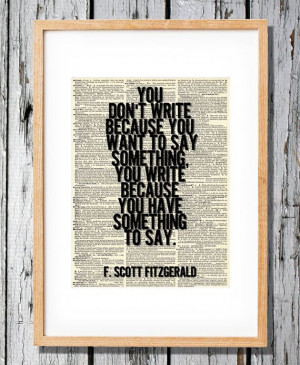 ... Quote on Writing - Art Print on Vintage Antique Dictionary Paper
