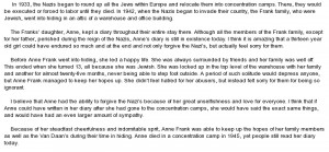 essay on Anne Frank Book Report
