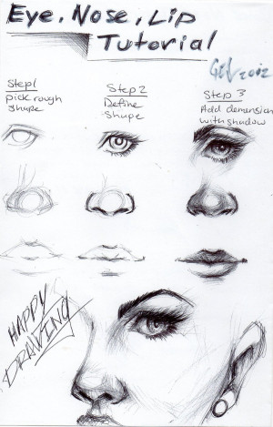 Eye, nose and lip tutorial by blucinema