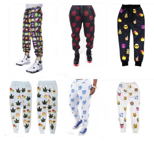 2015 3d print 100 Hundred points emoji Joggers pants smile face pants ...