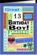 Happy Birthday for 13 year old boy-Good Word Subway Art card - Product ...
