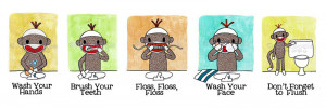 Sock Monkey Bathroom Reminders Prints Image