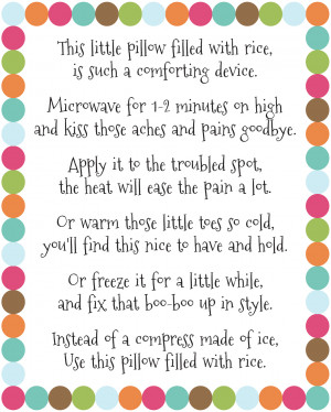 DIY Rice Bag Warmers Poem Printable at artsyfartsymama.com #printable ...