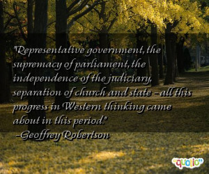 Representative government, the supremacy of parliament, the ...