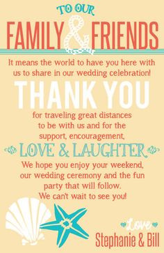 Beach Themed Wedding Welcome Bag Thank You Note Printable File - Tan ...