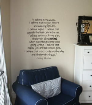 AUDREY HEPBURN Quote - Vinyl Wall Decal Art - Manicures, Believe ...