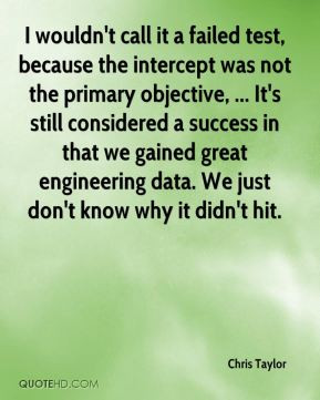 Chris Taylor - I wouldn't call it a failed test, because the intercept ...