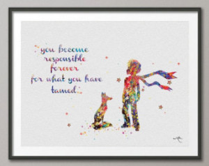 The Little Prince Le Petit Prince with Fox Quote Watercolor ...