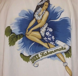 Duke Kahanamoku Hawaiian Shirt Men's Pin Up Girl XL