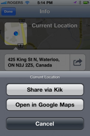 You can now send your location to a friend over Kik! Currently Kik ...
