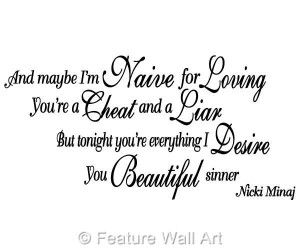 Details about Nicki Minaj Beautiful Sinner Song Lyrics Wall Art Decal ...