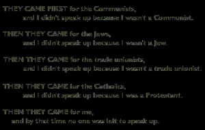 Martin Niemoller Poem First They Came By