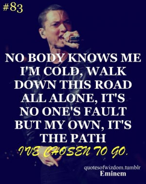 Nobody knows me, I'm cold, walk down this road all alone.... It's no ...