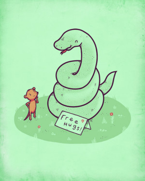 Funny Graphic Design Snake Free Hugs
