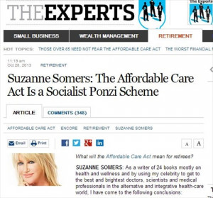 Fake Quotes in Suzanne Somers' Health Care Article, WSJ Corrects