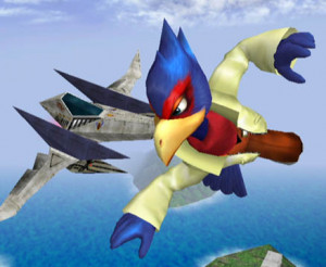 Falco, as he appears in Melee .