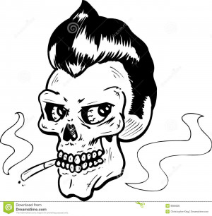 Rock and Roll style skull vector illustration. Fully editable.