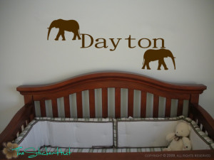 ... Elephants YOUR CUSTOM NAME Vinyl Words Letters Wall Decal Sticker 550