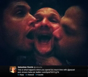 Jensen Ackles, Sebastian Roche and Jared Padalecki via Twitter # ...