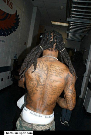 Lil Wayne has some dope back tattoos, check out that skeleton and ...