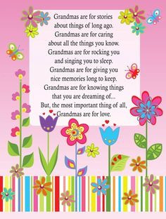 more grandma quotes flower card poem for grandmothers grandparents ...