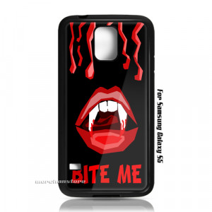 Vampire Lips Teeh Fangs Bite Me Phrase Quote Art Samsung Galaxy S5 ...