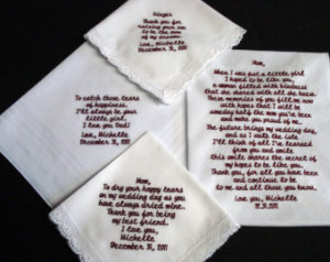 Wedding handkerchief with your poem on 1 plus 3 additional machine ...