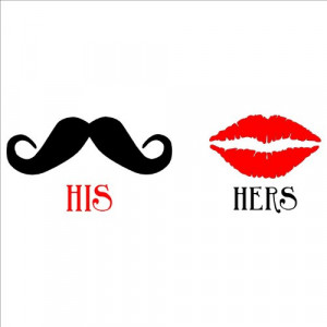 His Mustache Her Lips wall sayings vinyl lettering home decor decal ...