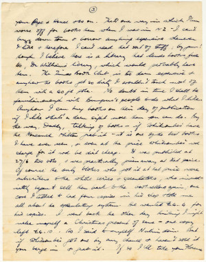 Letter from John Cawte Beaglehole to his Mother, 27 November, 1926