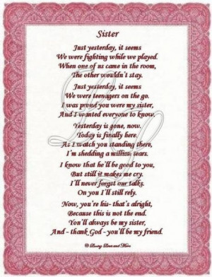 Poems Popular Contemporary PoetrySister Wedding Quotes, Wedding Poems ...