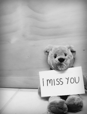 miss You card and Teddy Bears Black and white photo