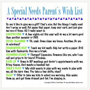 Special Needs Parents Wish List x