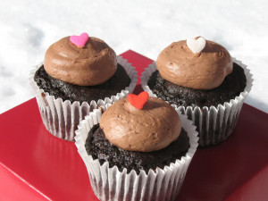 This trio showcases the Candy Shop cupcake. It is a chocolate cupcake ...