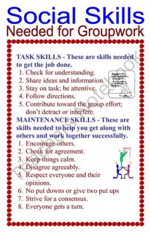 ... group work. Both the task skills and the social skills are listed. The