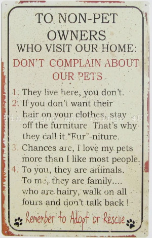 Pet Rules TIN SIGN animal lover gift dog cat hair fur funny metal wall ...