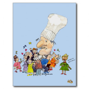 Funny Cartoon French Chef Post Cards
