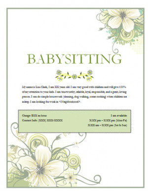 Free Babysitting Flyers Templates And Ideas picture