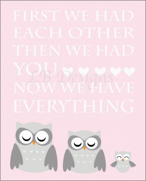 Pink Gray and White Owl Girl's Nursery Quote Print por LJBrodock, $10 ...