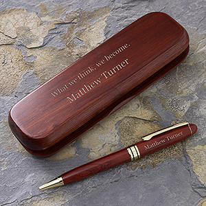 Personalized Rosewood Pen Set - Choose Your Quote - 7932