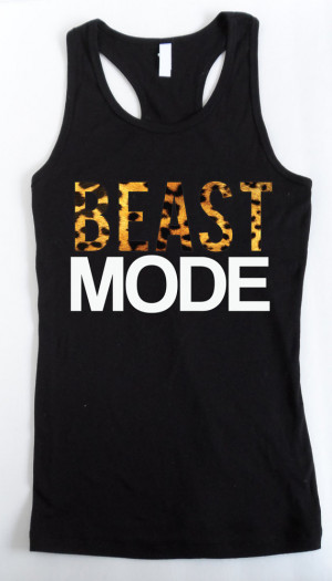 BEAST MODE Leopard on Black Workout Tank, Workout Clothing, Workout ...