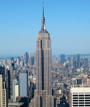 ... empire state building to the right and the chrysler building to the