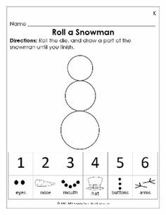 FREEBIE - Roll a Snowman Math Activity for Preschool - www ...