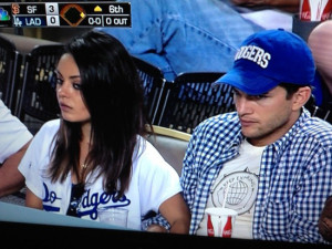 ... : Mila Kunis and Ashton Kutcher Spotted at L.A. Dodgers Baseball Game