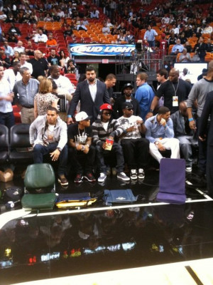 ... Chris Brown, Bow Wow, & Mack Maine attend Miami Heat basketball game