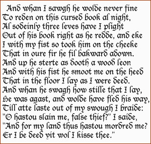 An example of Middle English by Chaucer