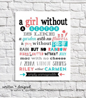 Personalized Sister Quote Print. Big Sister Little Sister Birthday ...
