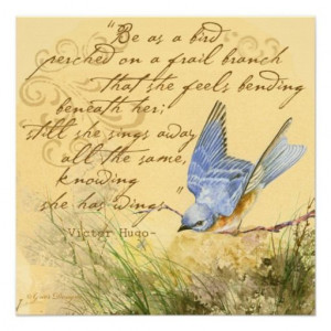 Bluebird on a Branch Hugo Quote Personalized Invitations