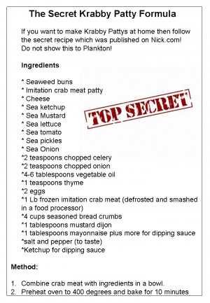 The Moment You Have been Waiting for! -Krabby Patty Secret Formula