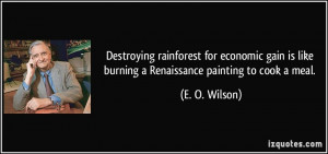 ... is like burning a Renaissance painting to cook a meal. - E. O. Wilson